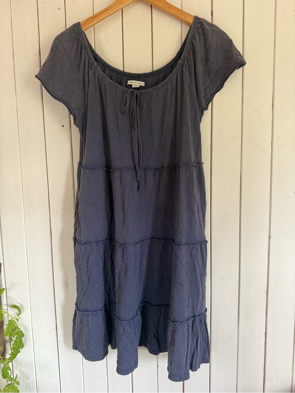 American Eagle Outfitters Navy Blue Tiered Mini Dress